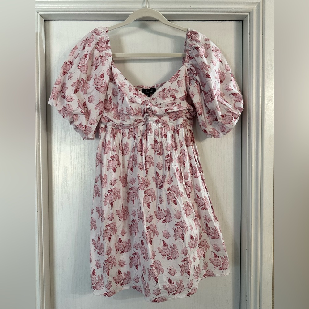 Trixxi White Mini Dress with Dusty Rose Floral Print